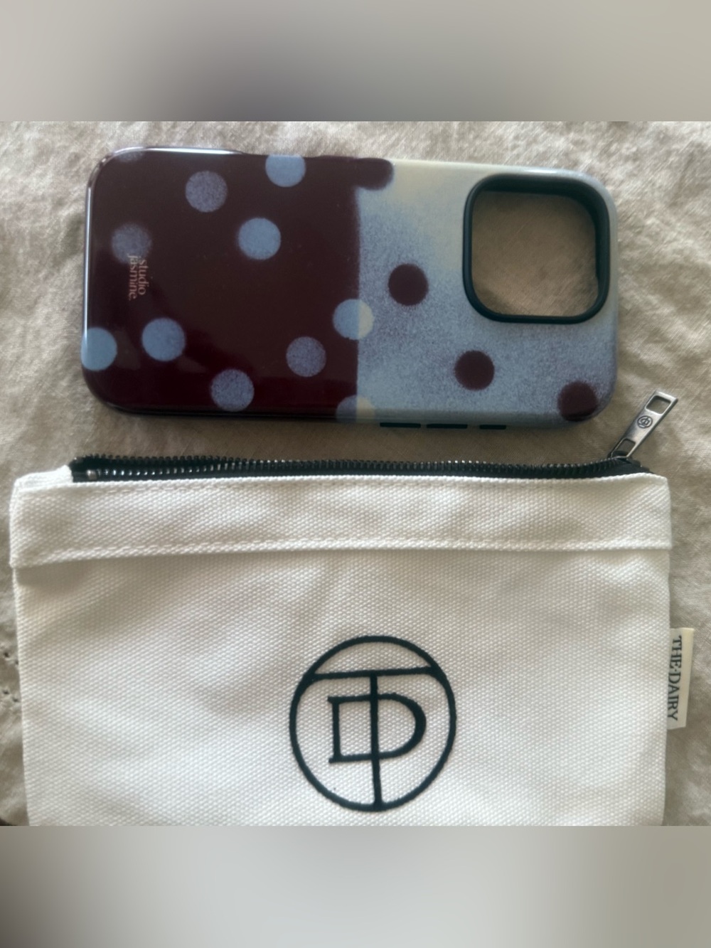 The Dairy Polka Dot iPhone Case in Purple and Light Blue